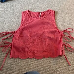 FP Movement by Free People Red Embroidered Crop Top